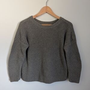 Polo Ralph Lauren Cropped Crewneck Knit Sweater Womens Small Gray Cozy Preppy